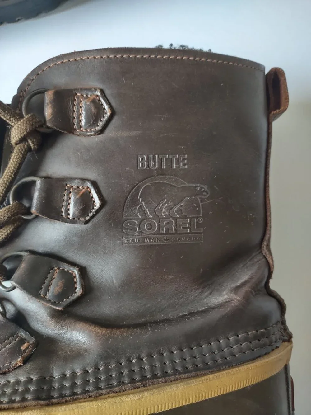 SOREL Black Diamond Butte Boots Men's 13 Brown Leather Made in Canada Steel Toe
